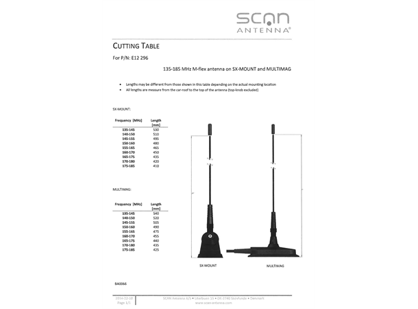 SCAN antennepisk M6 FLEX 135-185 MHz, 0 dBd, 1/4-bølge