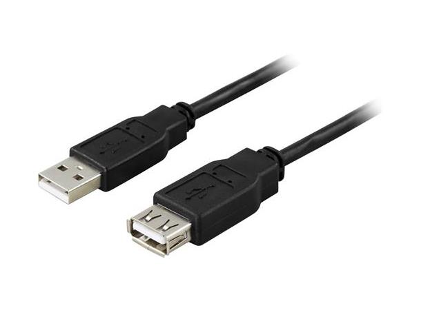 USB 2.0 kabel, 3m, svart Type A output – Type A input