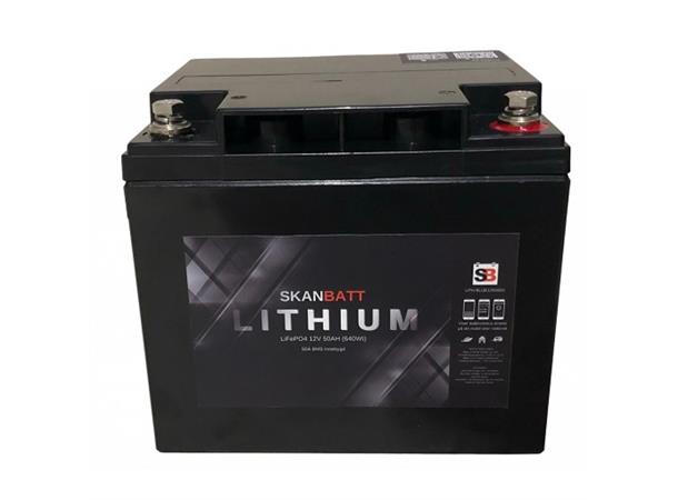 SKANBATT Lithium Batteri 12V 50AH Bluetooth, 50A BMS
